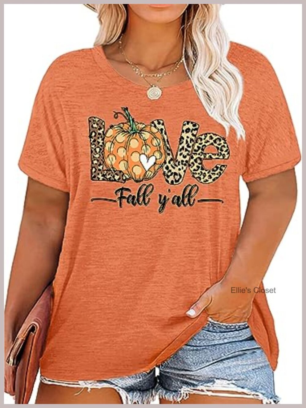 Women Plus Size Halloween Pumpkin Tshirt Fall Graphic Tee Cotton Blend
